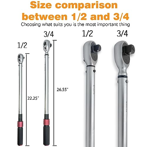SuZhi 1/2-Inch Drive Click Torque Wrench Set 10-160FT-LB/13.6-217.1Nm, Garage Car & Motorcycle, Spark Plug, Wheel, Oil change.