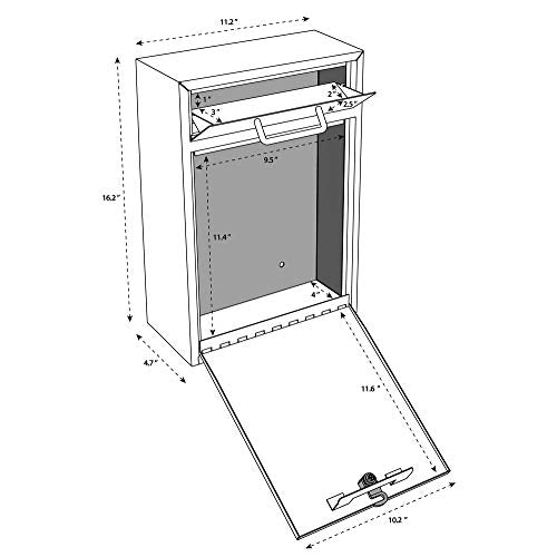 Mail Boss 7420 High Security Steel Locking Wall Mounted Mailbox - Office Drop Box - Comment Box - Letter Box - Deposit Box, Alpine White