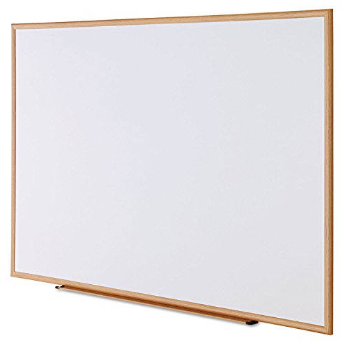 Universal Dry Erase Marker Board, Melamine, 72 x 48, Oak Wood Frame