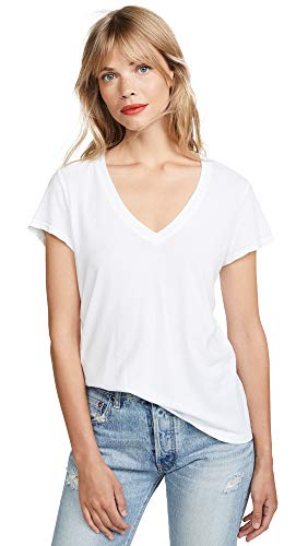 Splendid Women's Short-Sleeve V-Neck Tee T-Shirt, White, M Loose