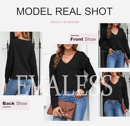 EVALESS Womens Sweaters Summer Tops for Women 2025 Trendy Teacher Outfits Crochet Sweaters Fall Clothes Dressy Casual Lightweight Cable Knit Tops Sexy V Neck Green Pullover Sweater, Medium