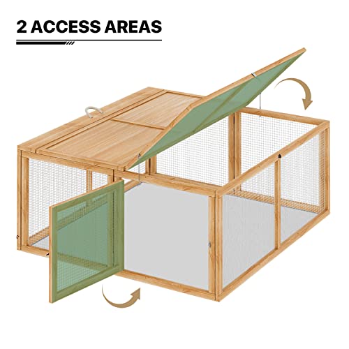 MoNiBloom Portable Chicken Run Rabbit Hutch Folding Chicken Cage Hen Coop for Indoor/Outdoor, Top and Side Opening Doors Small Animal Pet Playpen No Assembly Required Poultry Cage 45.5 x 42.5 x 20 in