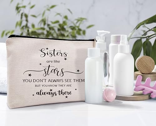 Dwept Funny Sister Gifts from Sisters Makeup Bag, Sister Birthday Gift Ideas Cosmetic Bag, Being My Sister is the Only Gift You Need Makeup Bag for Purse, Big Little Sister Gifts Travel Bag