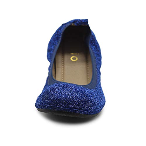 Ollio Women's Shoes Glitter Slip On Comfort Basic Ballet Flats F118 (6 B(M) US, Deep Blue)