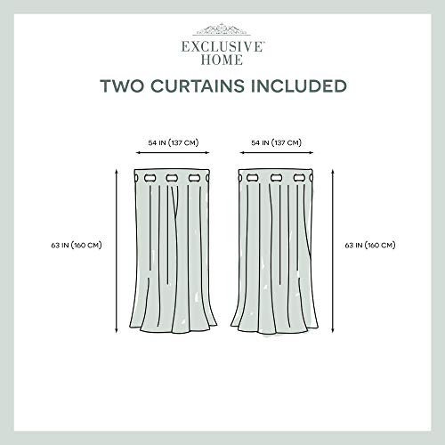 Exclusive Home Chateau Striped Faux Silk Grommet Top Curtain Panel Pair, 54"x63", Black Pearl