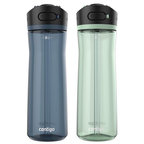 Contigo AUTOSPOUT Water Bottle, 24 oz, Leakproof Design, Juniper/Sake/Glacier, 3-Pack