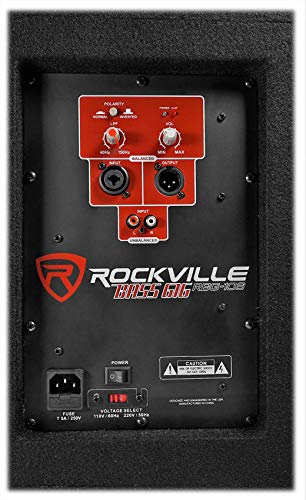 Rockville RBG10S Powered PA Subwoofer, Compact, 10", 1200W, Deep Bass, Variable Crossover, Built-in Limiter, Pole Mount, Perfect for DJ, House Parties