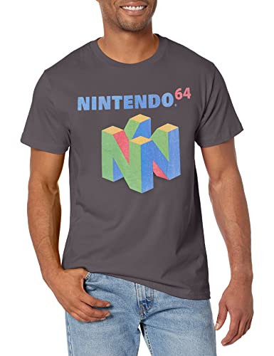 Nintendo Men's N64 Logo T-Shirt, Small, Charcoal