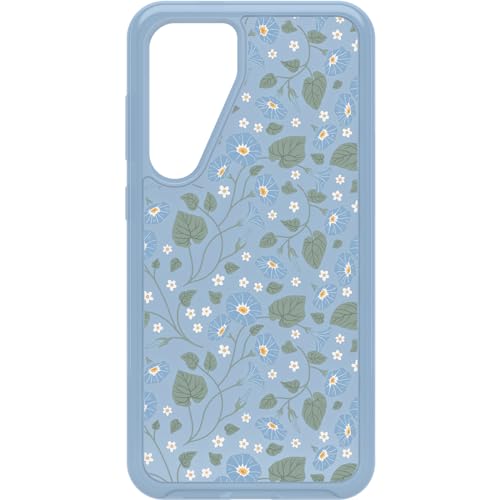 OtterBox Samsung Galaxy S24+ Symmetry Series Clear Case - DAWN FLORAL (Blue), ultra-sleek, wireless charging compatible, raised edges protect camera & screen