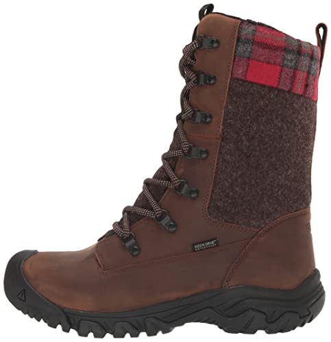 KEEN Women's Greta Tall Classic Waterproof Snow Boot, Black/Black Plaid, 10