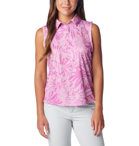 Columbia Women's Super Tidal Tee Sleeveless Polo, Bright Lavender Tropictones, X-Small