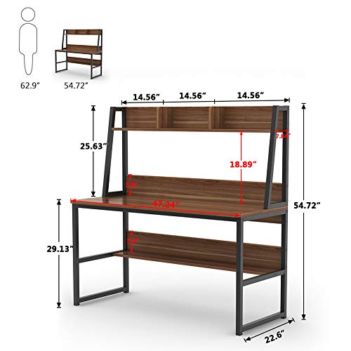Tribesigns Computer Desk with Hutch, 47 inches Home Office Desk with Space Saving Design with Bookshelf for Small Spaces
