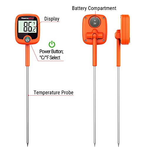 ThermoPro TP509 Candy Thermometer with Pot Clip, Instant Read Meat Analog Thermometer with LCD, Cooking Oil Thermometer Deep Frying Thermometer for Candy Maple Syrup Grease Cheese Sugar Brewing Making