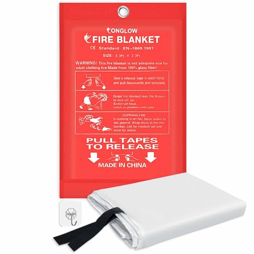 conglow Emergency Fire Blanket, 1Pack Fire Blanket for Home and Kitchen, Fiberglass Fire Extinguisher Blanket, Suppression Flame Retardant Blanket Fire Safety Blanket for Fireplace (1 Pack)