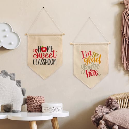 Burst Bird Classroom Boho Wall Decor, Teacher Must Haves Elementary Educational Canvas Hanging Decor for School, Retro Decoration Schoolgirl Style Door Banner(2 Pack)