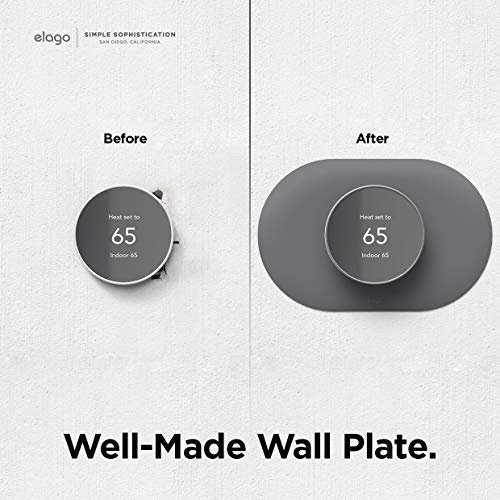 elago Wall Plate Cover Plus Compatible with Google Nest Thermostat 2020 [Charcoal] - Durable Polycarbonate Material, Easy Installation, Complementary Design