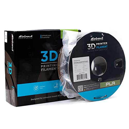 INLAND 2 Pack PLA 3D Printer Filament - 3D Printing PLA Filament Bundle 1.75mm, Dimensional Accuracy +/- 0.03mm - 2kg Cardboard Spool (4.4lbs), Black PLA