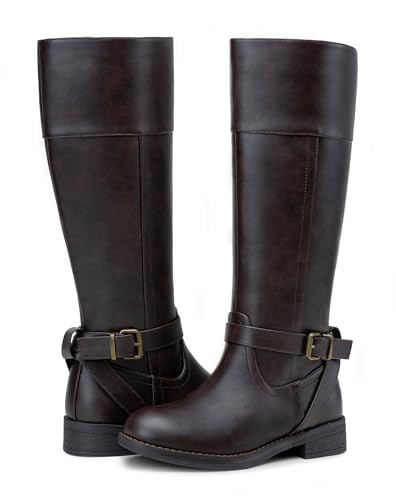 Jeossy Women's 950 Knee High Ridng Boots, Metal Buckle Boot, Black, Size 9 US(DJY950 Black 09)