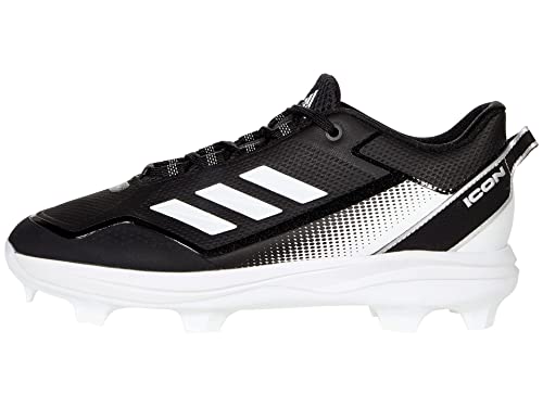 adidas Men's Icon 7 TPU Baseball Shoe, White/Silver Metallic/Black, 13