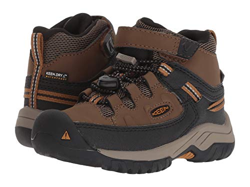 KEEN unisex child Targhee Mid Height Waterproof Hiking Boot, Dark Earth/Golden Brown, 8 Little Kid US