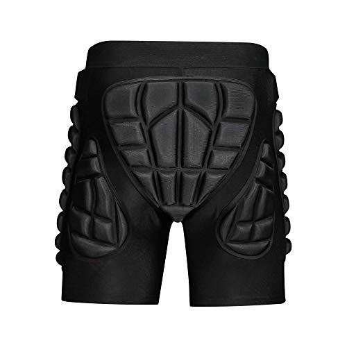 OHMOTOR 3D Padded Protective Shorts Hip Butt EVA Pad Short Pants Heavy Duty Protective Gear Guard Drop Resistance for Ski Skiing Skating Snowboard Cycling (Black, S)