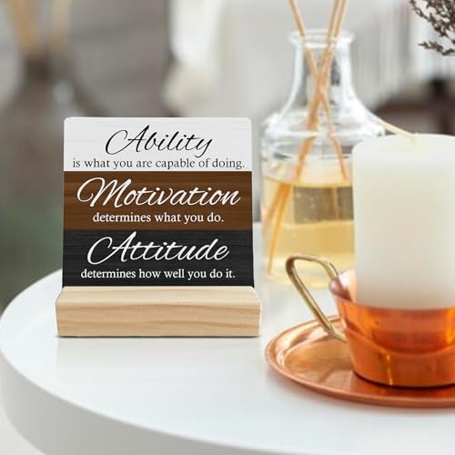 FUGWN Funny Office Desk Decor, Funny Motivational Wood Desk Sign, Funny Inspirational Gifts for Coworkers Women Friends, I Match Energies Wooden Plaque with Wood Stand for Home Office Table Decor