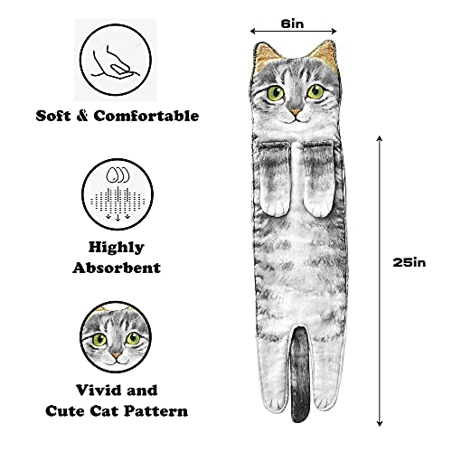 Cat Funny Hand Towels for Bathroom Kitchen - Cute Decorative Cat Decor Hanging Washcloths Face Towels Super Absorbent Soft - Mothers Day Easter House Warming Birthday Gifts for Women Cat Lovers