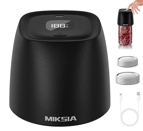 MIKSIA Electric Mason Jar Vacuum Sealer Kit for Wide Mouth and Regular Mouth Mason Jars, Mason Jar Vacuum Seal- Jar Vacuum Sealer for Mason Jars (Matte Black)