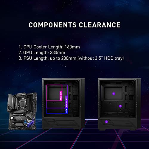 MSI Mid-Tower PC Gaming Case – Tempered Glass Side Panel – 4 x 120mm aRGB Fan – Liquid Cooling Support up to 240mm Radiator x 1 – MAG Forge 112R