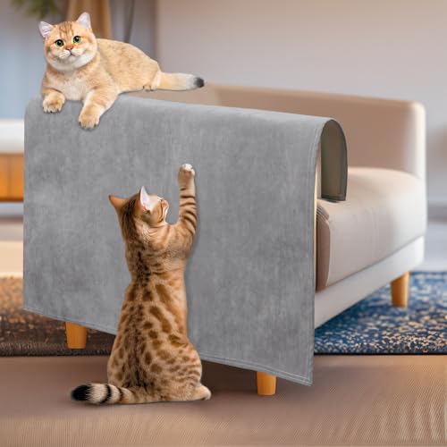 Cat Scratch Furniture Protector - Anti-Slip, Waterproof Sofa Cover to Keep Cats Off, Pet-Friendly Couch Protectors for 3 Cushion Couch, Beige Anti-Scratch Couch Cover for Pets and Kids 118"X71"