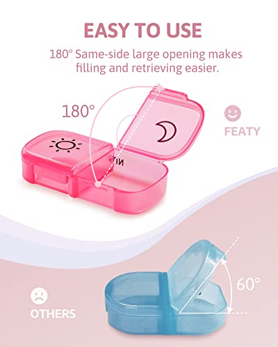 Weekly Pill Organizer 2 Times a Day with Same-Side Large Opening for Easy Filling & Retrieving, Color Tracking 7 Day AM PM Pill Box with Large BPA Free Pill Case for Vitamins, Fish Oils (Clear)