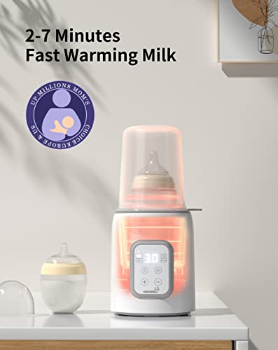 Bottle Warmer, GROWNSY 8-in-1 Fast Baby Milk Warmer with Timer for Breastmilk or Formula, Accurate Temperature Control, with Defrost, Sterili-zing, Keep, Heat Baby Food Jars Function