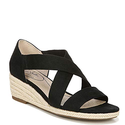 LifeStride Womens Siesta Espadrille Wedge Black 8 M