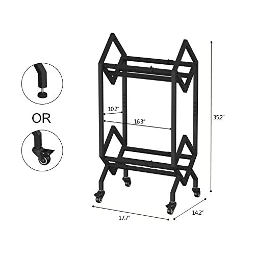 VEDECASA Bookshelf Book Rack Industrial Metal Bookcase 2 Tier Holder with Wheels Modern Stylish Design Magazines Files Album Recipe Book Storage Organizer for Sofa End Bed Beside