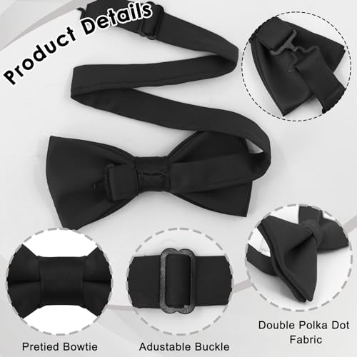 Luckyvestir Black Bow Tie for Man, Mens Bow Tie, Adjustable Bow Ties for Men, Pre-tied Bowties Men for Tuxedo Party,Business or Daily Wear