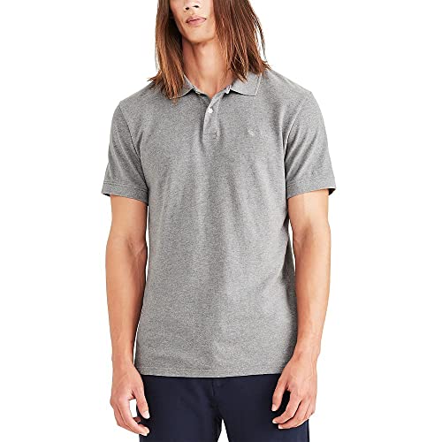 Dockers Men's Slim Fit Short Sleeve Performance Pique Polo, Gray Heather, Small