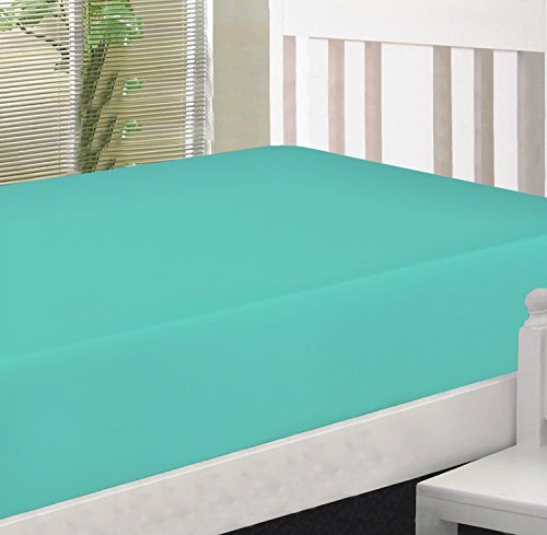 Fitted Hospital Bed Sheet, Twin Extra-Long 36"X80"X10" Soft and Comfy 100% Cotton Twin XL by Crescent Bedding (Twin XL, Aqua)