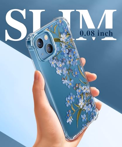 GVIEWIN Designed for iPhone 13 Case 6.1 Inch, Clear Flower Soft & Flexible Shockproof Floral Women Phone Cover（Magnolia/White）