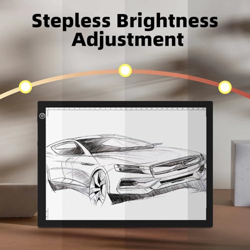 LooEooDoo Rechargeable A4 Light Drawing Board, Lithium Battery Powered Light Pad, Adjustable Brightness LED Tracing Light up Box Ideal for Diamond Art, Weeding Vinyl, Viewing Slides, Stenciling