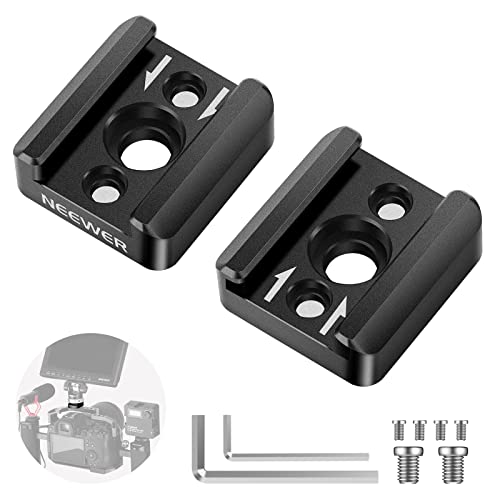 NEEWER 2 Pack Cold Shoe Mount Adapter, Cold Shoe Bracket with 1/4" Thread, Compatible with SmallRig DSLR Camera Cage Microphone LED Light Monitor and More, ST26