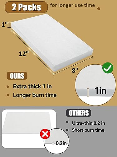 MADHOLLY 12" x 8" × 1" Thicken Premium Ceramic Wool for Portable Tabletop Firepit to Extend Burn Time - Ceramic Wool Wick Sponge Ceramic Fiber Insulation for Bioethanol Fireplaces, 1Pack