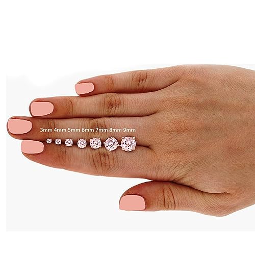 JIANGXIN Round cut Peach Morganite 925 Sterling Silver Platinum Plated Stud Earrings Fine Jewelry for Women 3mm stone
