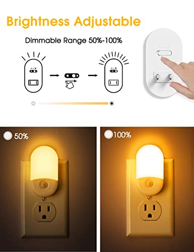 Amber Night Light, LOHAS Night Lights Plug into Wall[2 Pack], 0.6W 2000K LED Night Light, Dusk to Dawn Sensor, 30/60LM Adjustable Brightness, Automatic Low Blue Night Light for Kid, Bathroom, Hallway