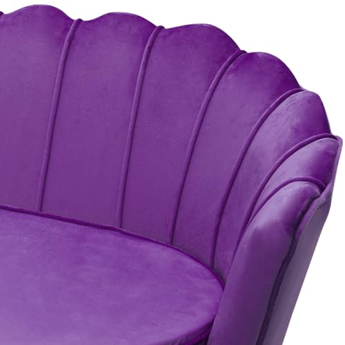 Magshion Purple Velvet Couch Tufted Loveseat with 2 Pillows, Velvet Love Seat Accent Chair, Modern Scalloped Back Upholestered Armchair with Metal Legs, Cushion Padded Sofa