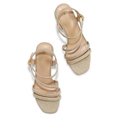 mysoft Women's Strappy Low Chunky Block Heel Sandals Open Toe Dress Shoes