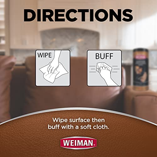 Weiman Leather Cleaner & Conditioner Wipes With UV Protection, Prevent Cracking Or Fading Of Leather Couches, Car Seats, Shoes, Purses - 30 ct