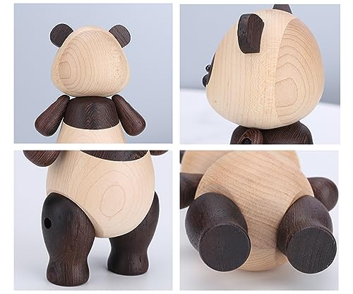 suruim Adorable Wooden Panda Statue Creative Cute Solid Wood Panda Doll Crafts Ornaments Charming Modern Doll for Jewelry, Decoration, and Gift-Giving (Panda-l)