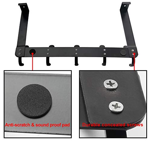 SKOLOO Over The Door Hook - 5 Hooks, Over Door Hook Hanger for Hanging Clothes/Towels/Coats/Backpack/Hat, Over Door Coat Rack(Black)