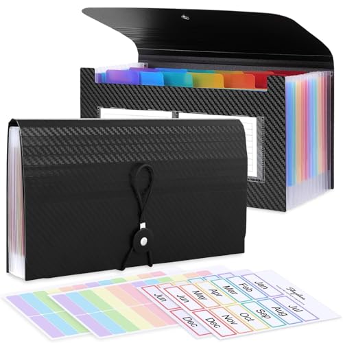 SKYDUE Receipt Coupon Organizer Holder, 2 Packs 13 Pockets Small Accordion File Organizer, Mini Expanding File Folder for Small Business, 10 * 5.5 Inches