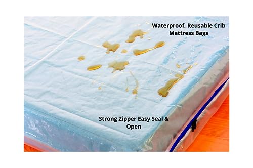 JUNESHE Crib Mattress Storage Bag with Zipper -4 Mil Plastic Waterproof Crib Mattress Bag for Moving and Storage